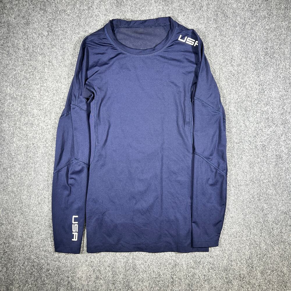 USA Compression Long Sleeve Performance Shirt Navy Blue Small